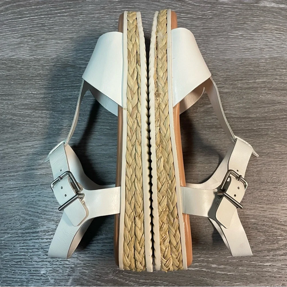 NWOT - Gianni Bini White Women’s Leather Espadrille Sandals Size 9M 1” Heel - Picture 5 of 10